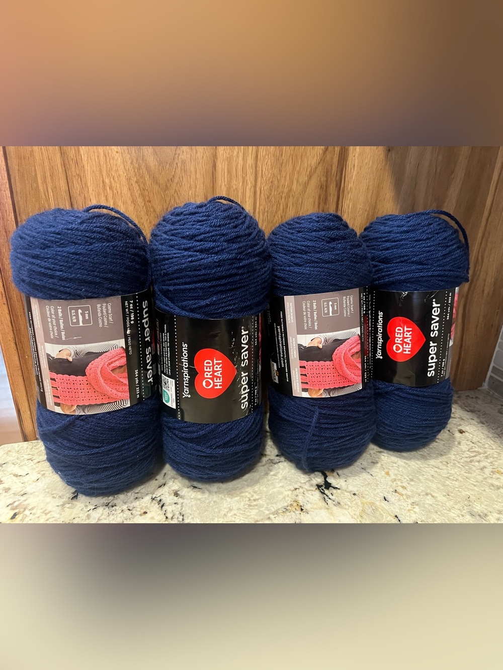 Red Heart Super Saver Yarn - Navy Blue (4 Skeins)